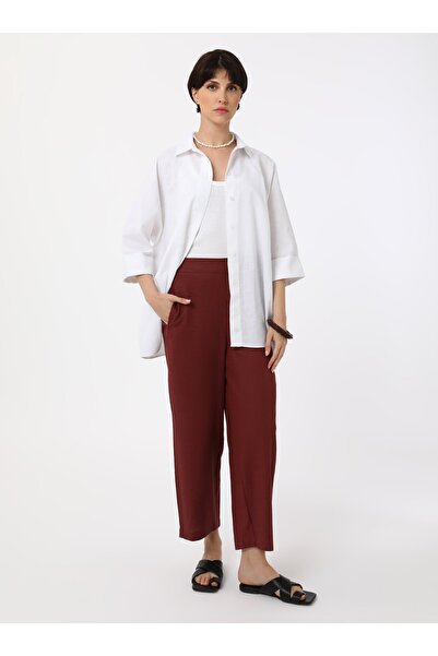 Benin Comfortable Linen Trousers - Claret Red - Benin