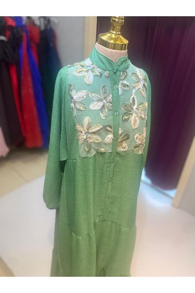 Trade Bazaar Natural Texture Oversize Floral Pattern Dress – Summer Comfortable Fit, Stylish and Spacious Design