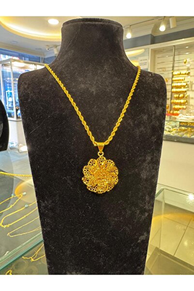 imitasyon dünyası Altın Kaplama Füzyon Kolye 3 mm 60 m Zincir ile Birlikte A ...