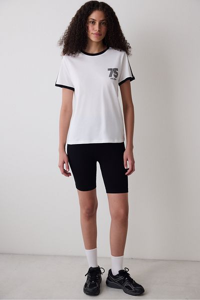 Penti Retro-Kontrast-T-Shirt in Off-White