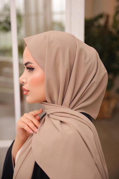 H HİJAB CENTER Light Beige Medina Silk Shawl 5030