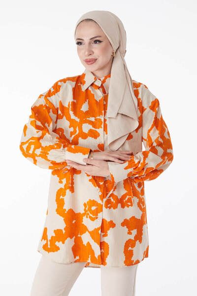 TOFİSA Patterned Shirt Orange - 25258