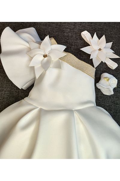 ayasofia kids Girl's White Floral Dress