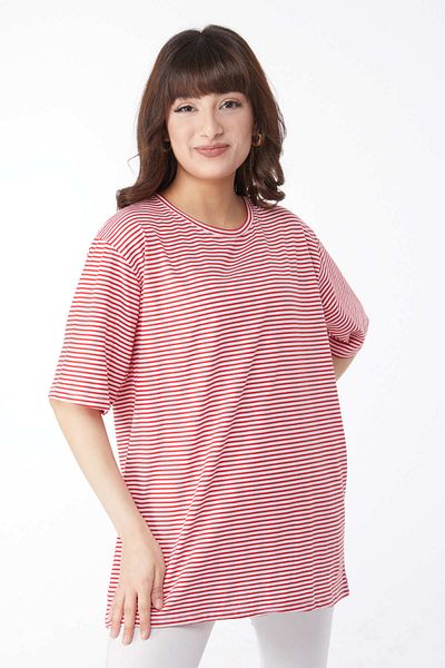 TOFİSA Striped T-Shirt Red - 25119