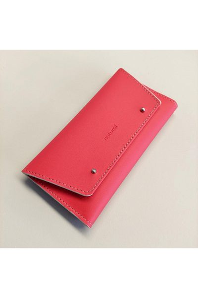 Natural Women's Wallet Made From Apple Leather, Red/Beige
