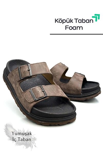 Konfores 2161 Чоловічі тапочки з подвійною пряжкою, повністю анатомічною підошвою, для щоденного використання, паломництва та хаджу