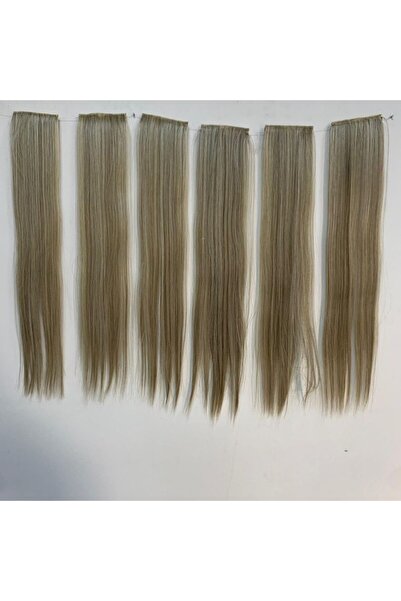 papatya peruk Ashy Yellow Straight Long Heat Styleable 6-Piece Snap Set