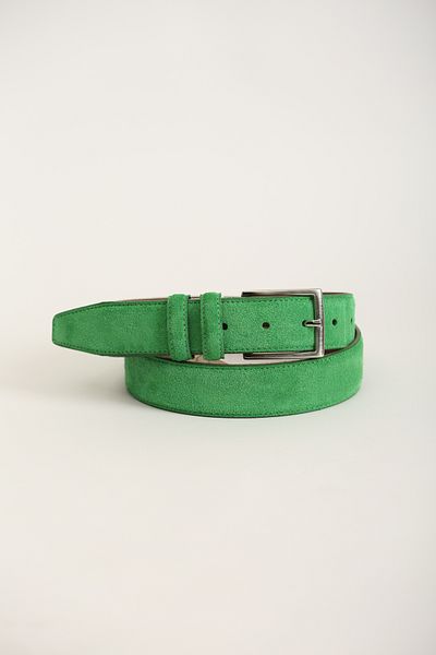 KASVA DERİ 3.5 cm Pistachio Green Suede Original Leather Belt