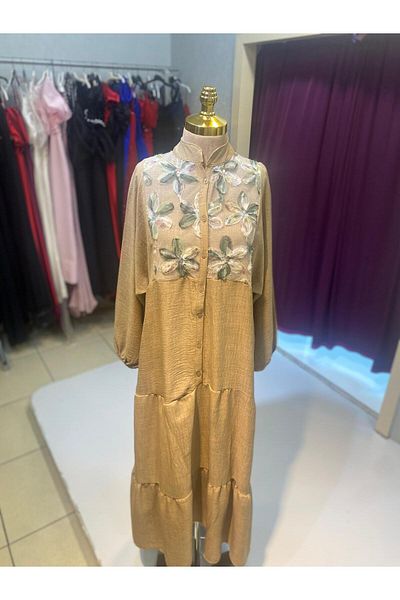 Trade Bazaar Natural Texture Oversize Floral Pattern Dress – Summer Comfortable Fit, Stylish and Spacious Design