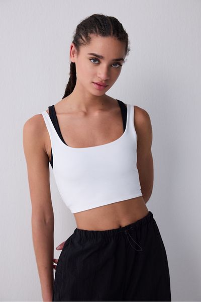 Penti Sporty Square Neck Off-White Top