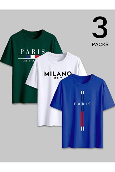 PAVRO Tricou unisex oversize, croială largă, imprimat Milano, croială confort...