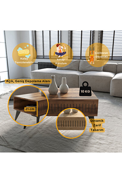 Bimossa O3520 Karla Orta Sehpa Hat Modern Salon Sehpası Orta Masa Ahşap Orta Sehpa Dekoratif Salon Mobilya