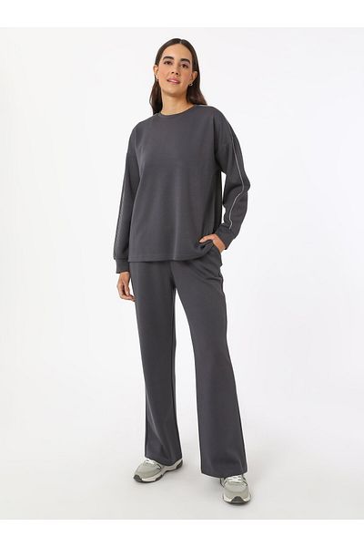 Refka Σετ Φούτερ Modal Shiny Stripe - Anthracite - Refka