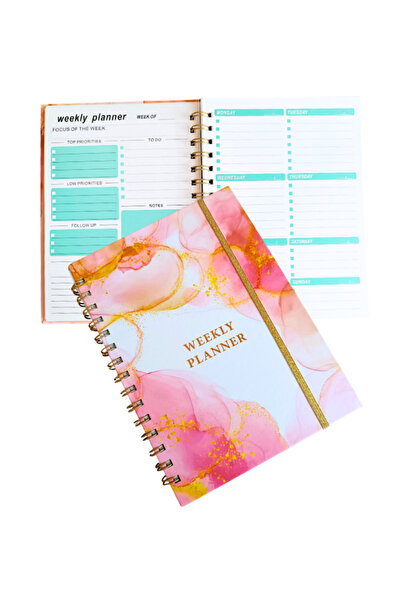 OBRO Agenda organizator saptamanal cu spirala metalica, habit tracker, to do ...