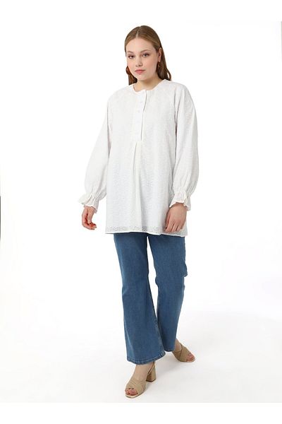 ALİA Βαμβακερό χιτώνα Plus Size - Λευκό - Alia