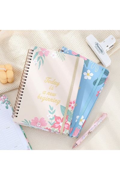 OBRO Weekly planner and organizer with metal spiral, habit tracker, to do list, A5