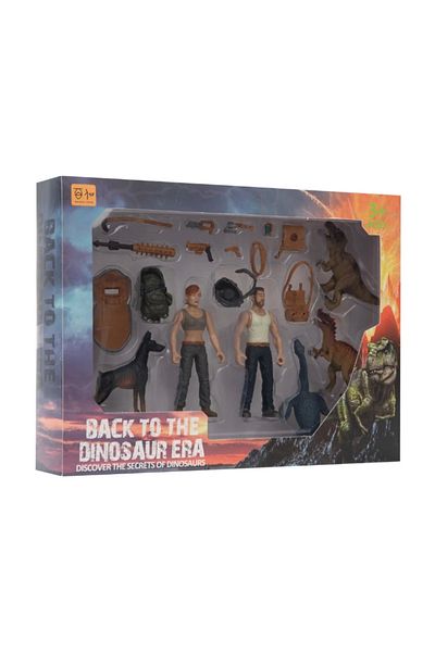 LiderGlobal Playset with Women Men Figures 3 Dinosaurs and Accessories