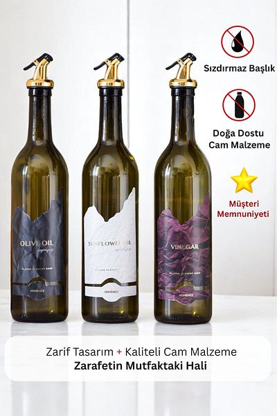 homence 750ml Sippy Olive Oil Vinegar Bottle - Oil Pot Set of 3