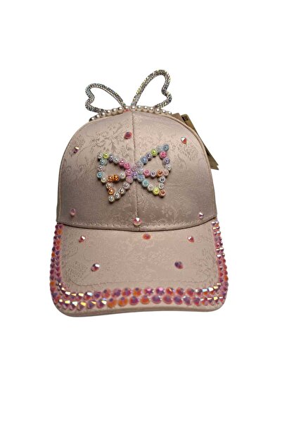 Kitti Spteks Kitti 4-8 Yaş Kız Çocuk Açık Pembe Parlak Taşlı Model Yazlık Kep...