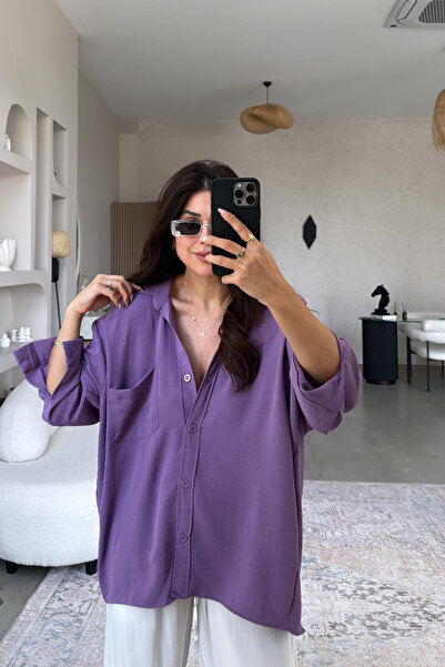 Paw Garage Γυναικείο πουκάμισο με μία τσέπη Flory Ayrobin oversized