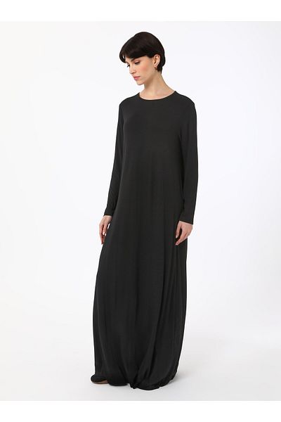 Benin Basic Viscose Hijab Φόρεμα με Φυσικό Ύφασμα - Μαύρο - Μπενίν
