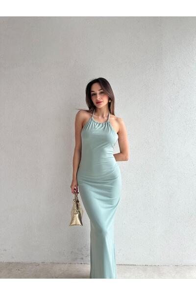 Mooi Butik فستان فرانك ماكسي 7012 - أخضر