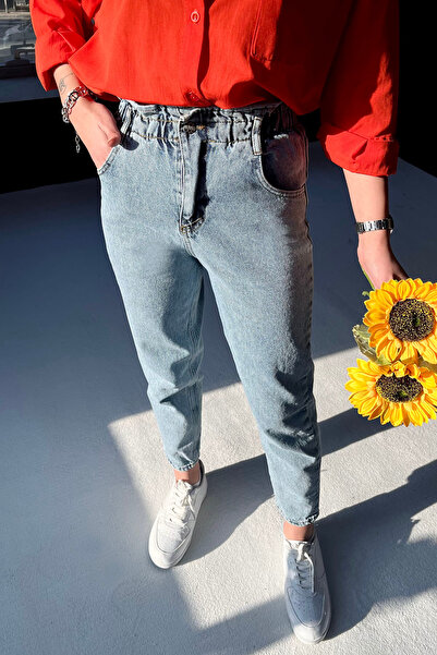 TOFİSA Τζιν παντελόνι με ελαστική μέση Ice Blue - 23044