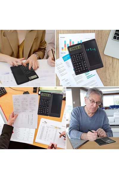 storeks Collapsible Scientific Calculator with Erasable Lcd Writing Tablet and Pen