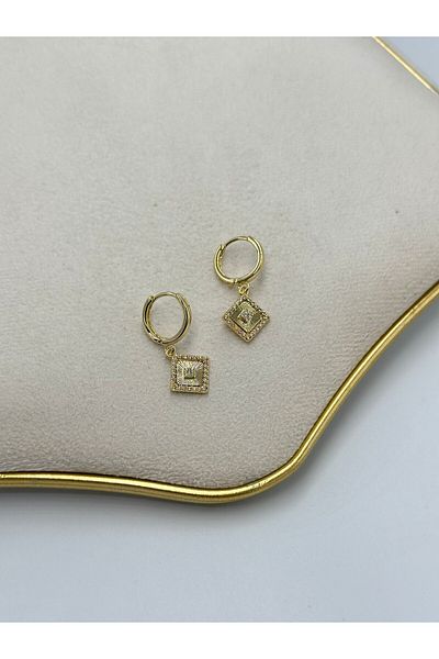 MyladyAccessoriess Zircon Stone Detail Dangle Steel Earrings