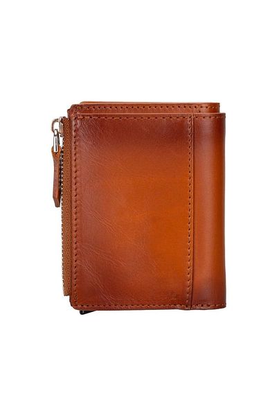 Enseb Leather Wallet and Card Holder, Mechanized, 10 Card Compartments, Effect Tan