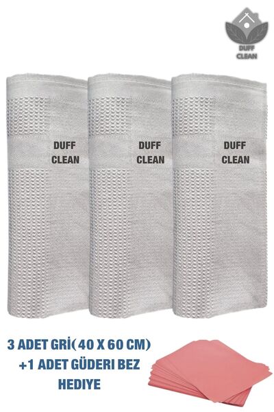 3'lü Mikrofiber Gümüş Temizlik Bezi, Cam,Mutfak, Fiber Temizleme Bezi 40 X 60 Cm+ Güderi Bez hediye