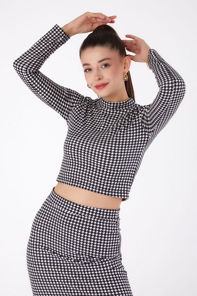 TOFİSA Patterned Crop Black - 26318