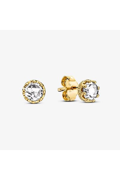 Pandora Pandora Round Crown Earrings Sparkling Zirconia - 14k Gold