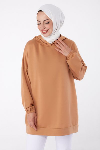 TOFİSA Back Printed Sweatshirt Biscuit - 13327