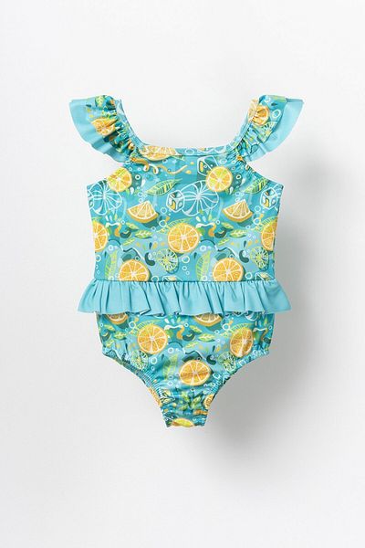 Banamio Costum de baie pentru fetiță Charlotte Lemon cu model și detaliu cu volane