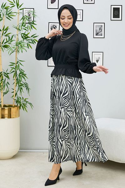 TOFİSA Blouse Skirt Black - 10564