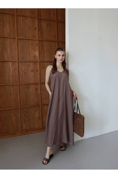 OTAKU Γυναικείο φόρεμα με λαιμόκοψη V Casual Maxi