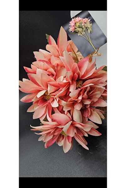 YASİMA Water Lily Flower Arrangement Coral Color Bellflower 40 cm Pot Vase Decoration Arrangement Ornament