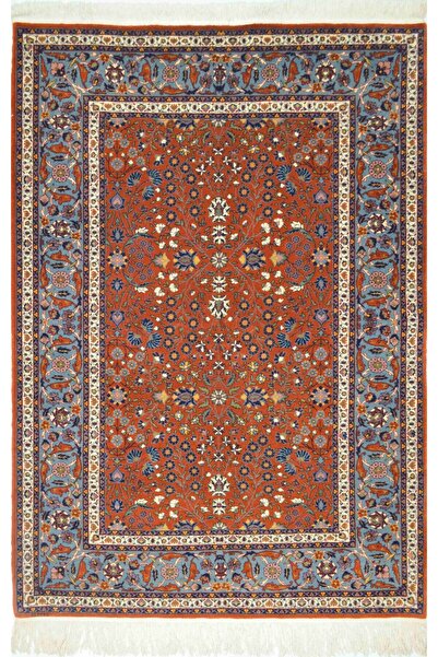 Handmade Yedidağın Çiçeği Desenli Kiremit Renk Yünden El Dokuma Hereke Halısı...