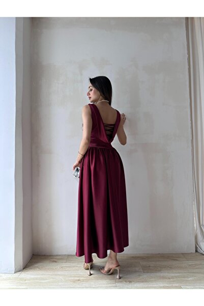 Mooi Butik HİPATİA Maxi Elbise 5090 - Bordo
