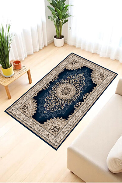 FOREVER ALDORA Soft Velvet Textured Navy Blue Prayer Rug |   Knee-Free Dowry ...