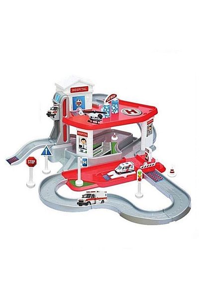 AC BOX 2 Storey Hospital Garage Set and Mega Track Game Set