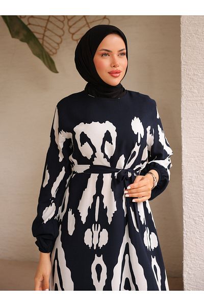 SAHRA BUTİK Φόρεμα Hijab - Navy Blue - SAHRA BUTİK