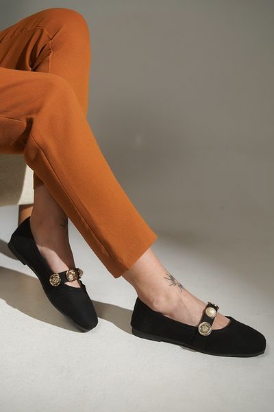 lovitto Balerini negri din piele intoarsa cu detalii accesorii pentru dama
