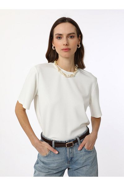 Refka Γυναικείο T-Shirt Soft Touch Comfortable Fit - Ecru - Refka Exclusive