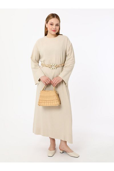 ALİA Plus Size Aerobin Dress - Beige - Alia
