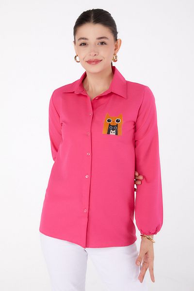 TOFİSA Printed Shirt Fusya - 13345