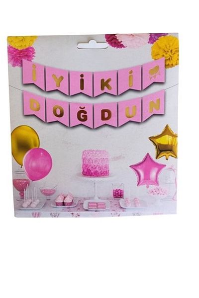 Deniz Party Store Pink Happy Birthday - Πάνω από χρυσό φύλλο