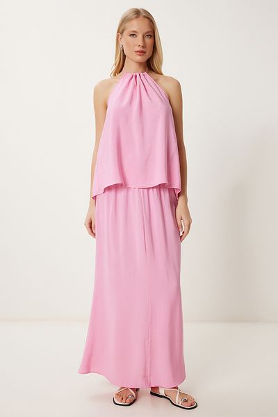 Lovelyİstanbul Modal Blouse Skirt Suit Pink Lhl0006