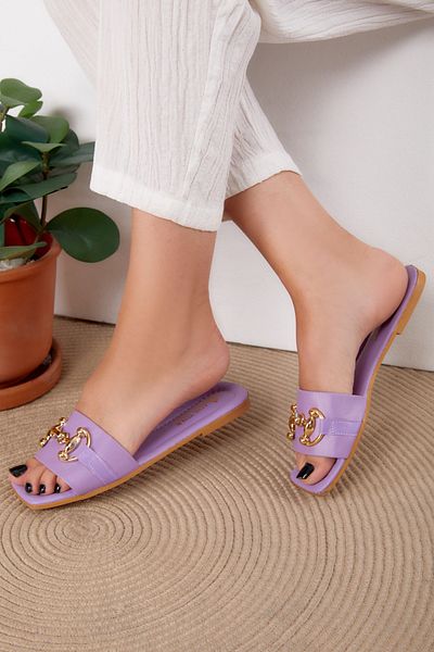 TOFİSA Lilac Women's Slippers - Buckle, Model 25531